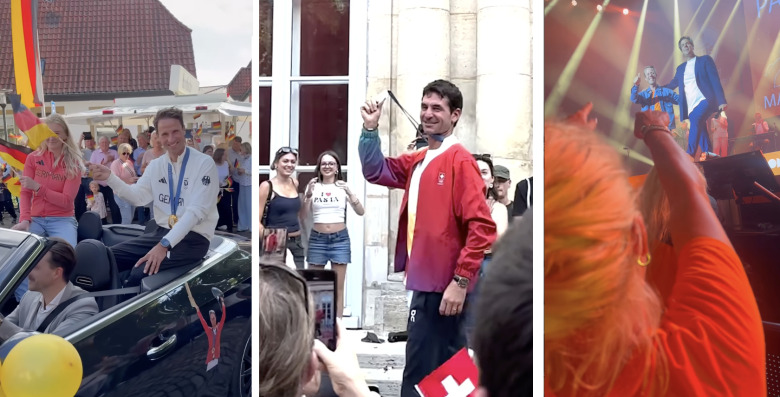 Kolla klippen: Så firades hoppningens OS-medaljörer