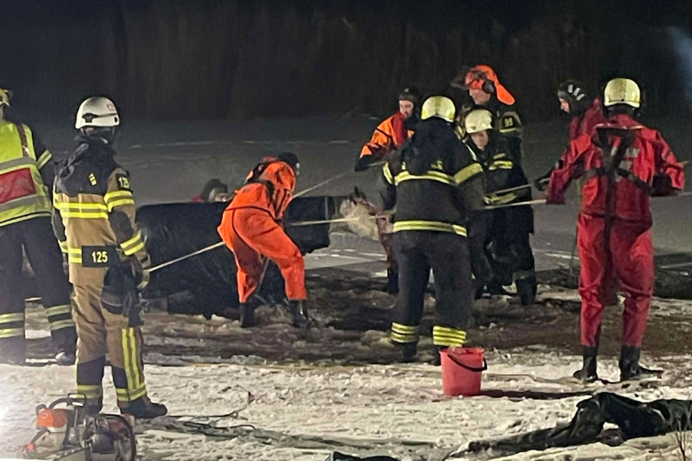 Hästar gick genom isen – räddades med motorsågar